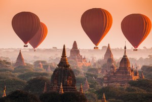 The Temples of bagan at sunrise, Bagan, Myanmar